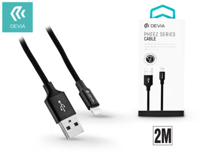 Apple iPhone 5/5S/5C/SE/iPad 4/iPad Mini USB töltő- és adatkábel - 2 m-es vezetékkel - Devia Pheez Lightning USB 2.1A - black