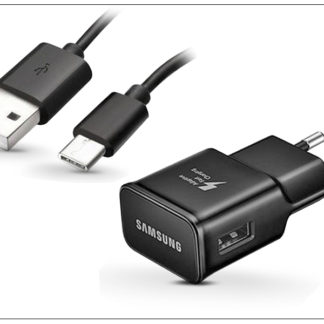 Samsung gyári USB hálózati töltő adapter + USB Type-C adatkábel - 5V/2A - EP-TA20EBE + EP-DG950CBE Type-C black (ECO csomaglás)