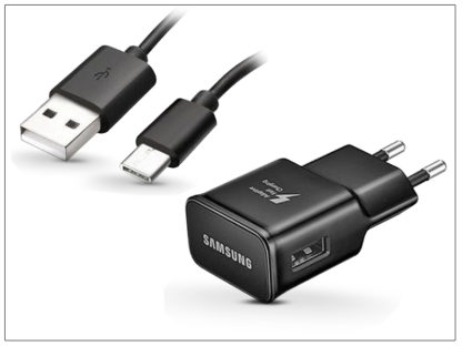 Samsung gyári USB hálózati töltő adapter + USB Type-C adatkábel - 5V/2A - EP-TA20EBE + EP-DG950CBE Type-C black (ECO csomaglás)