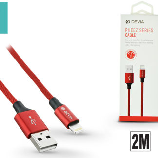 Apple iPhone 5/5S/5C/SE/iPad 4/iPad Mini USB töltő- és adatkábel - 2 m-es vezetékkel - Devia Pheez Lightning USB 2.1A - red