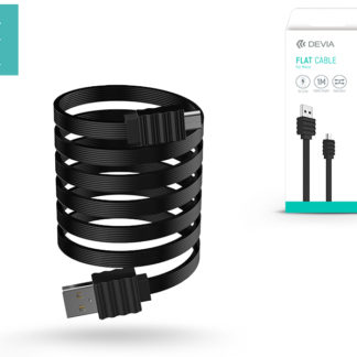 USB - micro USB adat- és töltőkábel 1 m-es vezetékkel - Devia Flat Cable USB 2.0 - black