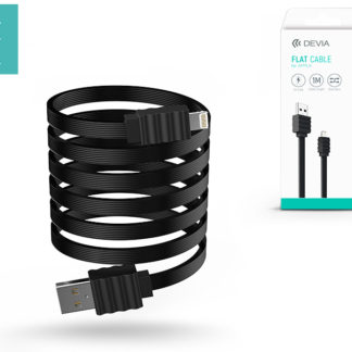 Apple iPhone 5/5S/5C/SE/iPad 4/iPad Mini USB töltő- és adatkábel 1 m-es lapos vezetékkel - Devia Flat Cable Lightning USB 2.0 - black