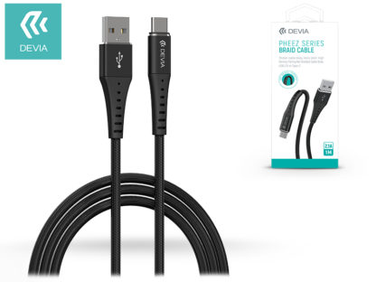 Devia USB töltő- és adatkábel 1 m-es vezetékkel - Devia Pheez Series Braid Cable Type-C USB 2.1 - black