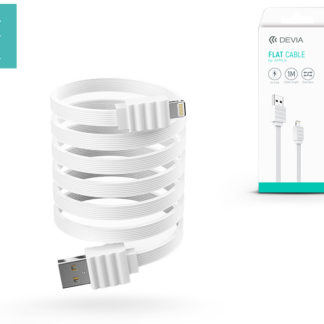 Apple iPhone 5/5S/5C/SE/iPad 4/iPad Mini USB töltő- és adatkábel 1 m-es lapos vezetékkel - Devia Flat Cable Lightning USB 2.0 - white