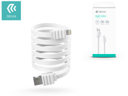 Apple iPhone 5/5S/5C/SE/iPad 4/iPad Mini USB töltő- és adatkábel 1 m-es lapos vezetékkel - Devia Flat Cable Lightning USB 2.0 - white