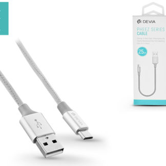 USB - micro USB adat- és töltőkábel 25 cm-es vezetékkel - Devia Pheez USB 2.1A - silver