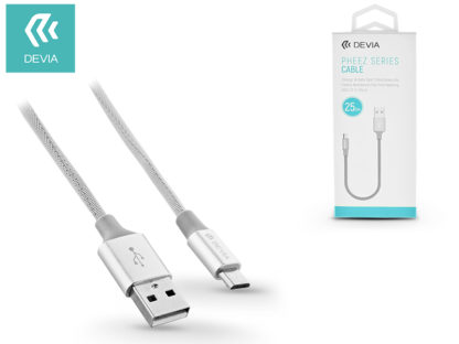 USB - micro USB adat- és töltőkábel 25 cm-es vezetékkel - Devia Pheez USB 2.1A - silver