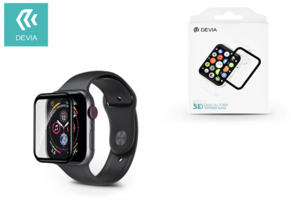 Apple Watch 4 képernyővédő üveg - Devia 3D Curved Full Screen Tempered Glass - 44 mm - black