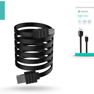 Devia USB töltő- és adatkábel 1 m-es lapos vezetékkel - Devia Flat Cable Type-C USB 2.0 - black