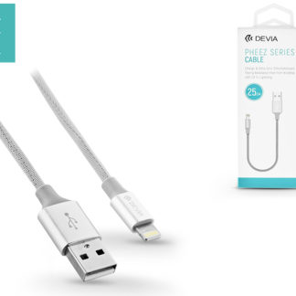 Apple iPhone 5/5S/5C/SE/iPad 4/iPad Mini USB töltő- és adatkábel 25 cm-es vezetékkel - Devia Pheez Lightning USB 2.1A - silver