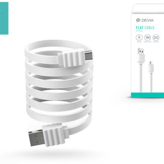 USB - micro USB adat- és töltőkábel 1 m-es vezetékkel - Devia Flat Cable USB 2.0 - white