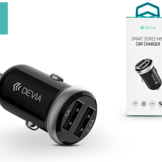 Devia Dual USB szivargyújtós töltő adapter - 5V/1A/2,4A - Devia Smart Series Mini Car Charger - black