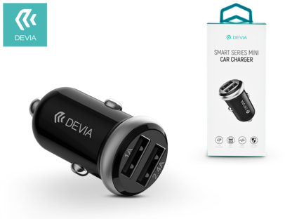 Devia Dual USB szivargyújtós töltő adapter - 5V/1A/2,4A - Devia Smart Series Mini Car Charger - black