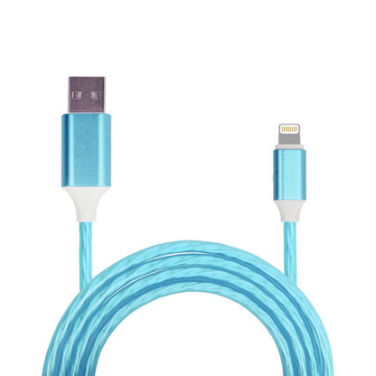 USB Kábel csavart  Iphone 5/SE/6/6S/7/8/X Lightning 1 m kék (gyorstöltés funkció)