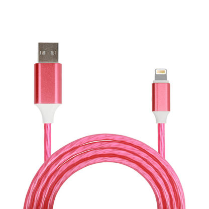 USB Kábel csavart  Iphone 5/SE/6/6S/7/8/X Lightning 1 m rózsaszín (gyorstöltés funkció)