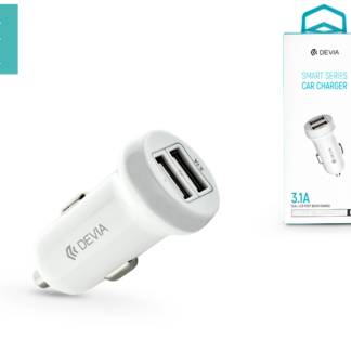 Devia Smart Dual USB szivargyújtós töltő adapter - Devia Smart Series Car Charger - 5V/3,1A - white