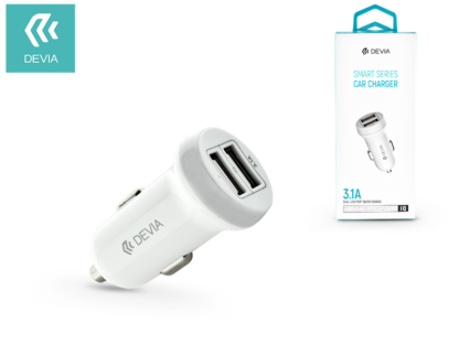 Devia Smart Dual USB szivargyújtós töltő adapter - Devia Smart Series Car Charger - 5V/3,1A - white