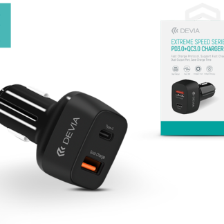 Devia szivargyújtós töltő adapter USB + Type-C bem- 5V/3A - Devia Extreme Speed Series PD3.0 + QC3.0 - Qualcomm Quick Charge 3.0 - black