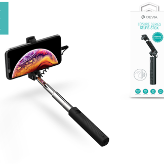 Devia Selfie Holder szelfi bot exponáló gombbal, Lightning csatlakozóval - Devia Leisure Series Selfie-Stick - black