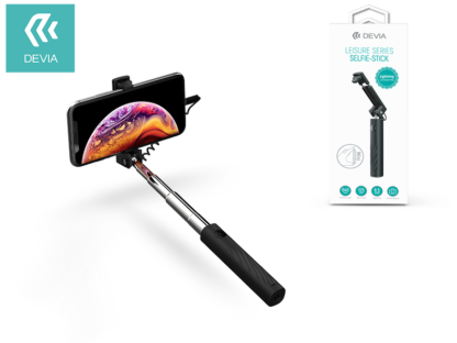 Devia Selfie Holder szelfi bot exponáló gombbal, Lightning csatlakozóval - Devia Leisure Series Selfie-Stick - black