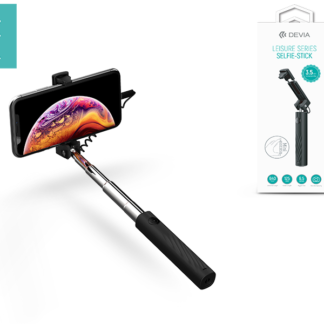 Devia Selfie Holder szelfi bot exponáló gombbal, 3,5 mm jack csatlakozóval - Devia Leisure Series Selfie-Stick - black