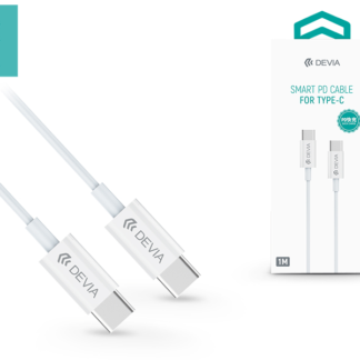 USB Type-C - USB Type-C adat- és töltőkábel 1 m-es vezetékkel - Devia Smart PD Cable for Type-C - 3A - white