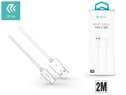 USB - USB Type-C adat- és töltőkábel 2 m-es vezetékkel - Devia Smart USB Type-C 2.0 Cable - white