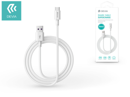 USB - USB Type-C adat- és töltőkábel 1,5 m-es vezetékkel - Devia Shark Cable Huawei Supercharge - 5.0A - white