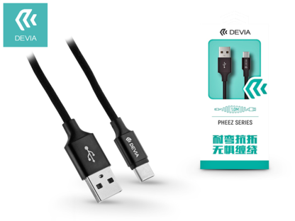 USB - USB Type-C adat- és töltőkábel 1 m-es vezetékkel - Devia Pheez USB Type-C 2.0 Cable - black