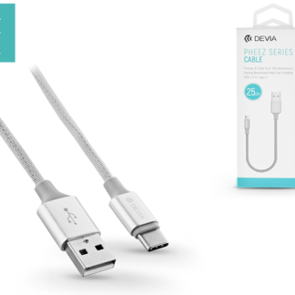 USB - USB Type-C adat- és töltőkábel 25 cm-es vezetékkel - Devia Pheez USB Type-C Cable 2.1A - silver