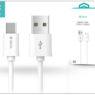 USB - USB Type-C adat- és töltőkábel 1 m-es vezetékkel - Devia Smart USB Type-C 2.0 Cable - white