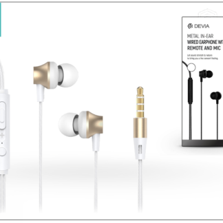 Devia univerzális sztereó felvevős fülhallgató - 3,5 mm jack - Devia Metal In-Ear Wired Earphones - champagne gold