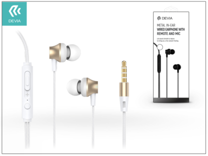 Devia univerzális sztereó felvevős fülhallgató - 3,5 mm jack - Devia Metal In-Ear Wired Earphones - champagne gold