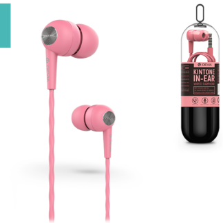 Devia univerzális sztereó felvevős fülhallgató - 3,5 mm jack - Devia Kintone V2 In-Ear Wired Earphones - pink