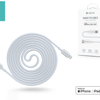 USB Type-C - Lightning adat- és töltőkábel 1,5 m-es vezetékkel - Devia Smart SeriesPD Cable 18W Type-C to Lightning - white (MFI engedélyes)