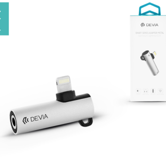 Devia lightning + 3.5 mm jack adapter egyidőben történő töltéshez és zenehallgatáshoz - Devia Smart Lightning to Lightning + DC3.5 - silver