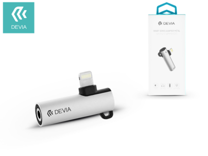 Devia lightning + 3.5 mm jack adapter egyidőben történő töltéshez és zenehallgatáshoz - Devia Smart Lightning to Lightning + DC3.5 - silver