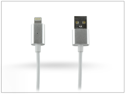 Apple iPhone 5/5S/5C/SE/iPad 4/iPad Mini Lightning mágneses USB töltőkábel 100 cm-es vezetékkel - ezüst/szürke