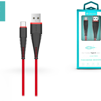 Devia USB töltő- és adatkábel 1,5 m-es vezetékkel - Devia Fish1 Flexible Type-C USB 2.4 - red