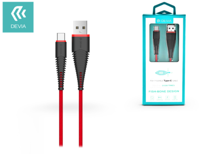 Devia USB töltő- és adatkábel 1,5 m-es vezetékkel - Devia Fish1 Flexible Type-C USB 2.4 - red