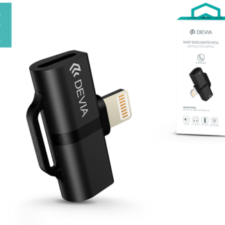 Devia lightning + lightning adapter egyidőben történő töltéshez és zenehallgatáshoz - Devia Smart Lightning to Dual Lightning - black