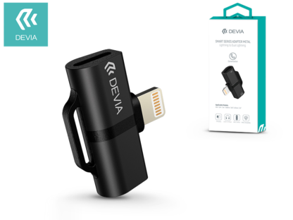 Devia lightning + lightning adapter egyidőben történő töltéshez és zenehallgatáshoz - Devia Smart Lightning to Dual Lightning - black