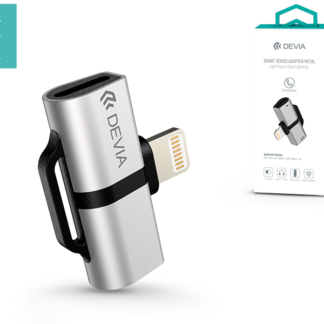 Devia lightning + lightning adapter egyidőben történő töltéshez és zenehallgatáshoz - Devia Smart Lightning to Dual Lightning - silver