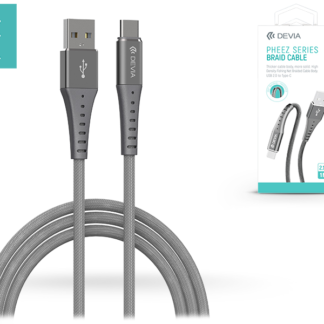 Devia USB töltő- és adatkábel 1 m-es vezetékkel - Devia Pheez Series Braid Cable Type-C USB 2.1 - silver