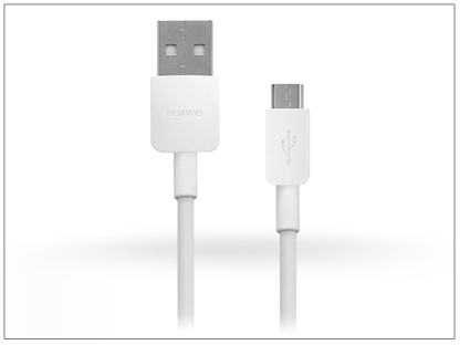 Huawei gyári micro USB töltő- és adatkábel 100 cm-es vezetékkel - fehér (ECO csomagolás)