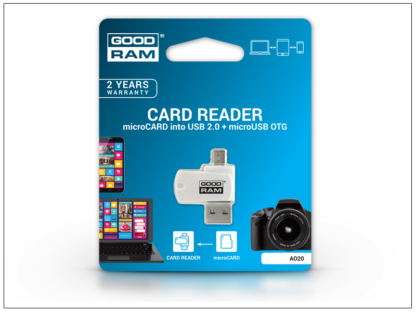 Goodram A020 OTG 2in1 microSD/microSDHC/microSDXC memóriakártya olvasó - microUSB és USB 2.0 csatlakozókkal