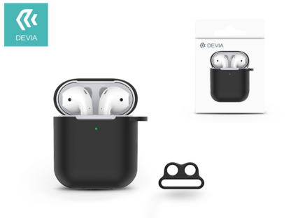 Devia szilikon tok AirPods fülhallgatóhoz - Devia AirPods v.2 Naked Silicone Case Suit for AirPods (whit loophole) - black