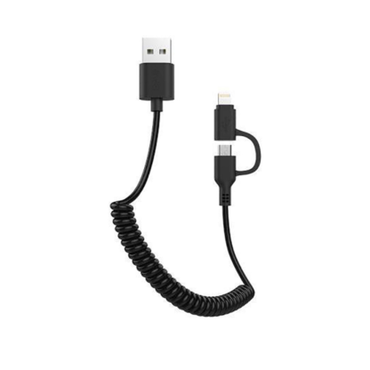 AWEI CL-53 - 2 az 1-ben USB -  micro USB / Lightning, csavart, 1M