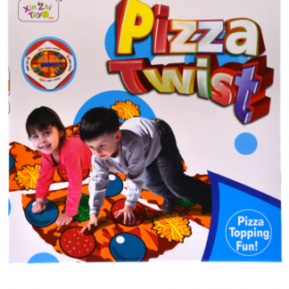 Pizza twist ügyességi társasjáték, ki kell pörgetni hogy a szőnyegen hova kell tenni a kezet/lábat, 27x27 cm dobozban