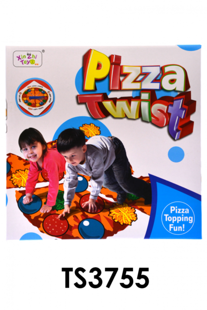 Pizza twist ügyességi társasjáték, ki kell pörgetni hogy a szőnyegen hova kell tenni a kezet/lábat, 27x27 cm dobozban